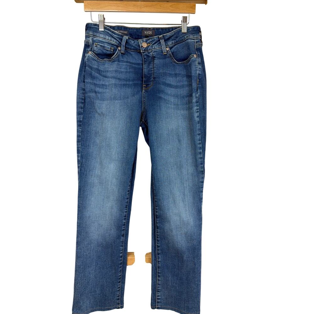 NYDJ Blue Washed Straight Leg Denim Jeans 10
